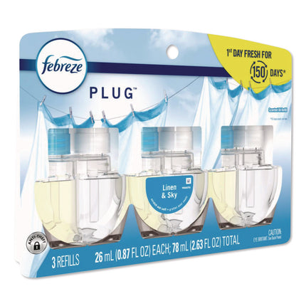 PLUG Air Freshener Refills, Linen and Sky, 2.63 oz, 3/Pack, 6 Packs/Carton