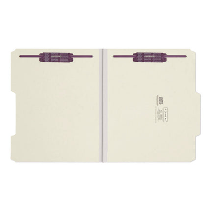 Recycled Pressboard Folders, Two SafeSHIELD Coated Fasteners, 2/5-Cut: R of C, 1" Expansion, Letter Size, Gray-Green, 25/Box