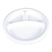 ChampWare Molded Fiber Tableware, 3-Compartment Plate, 10" dia, White, 125/Sleeve, 4 Sleeves/Carton