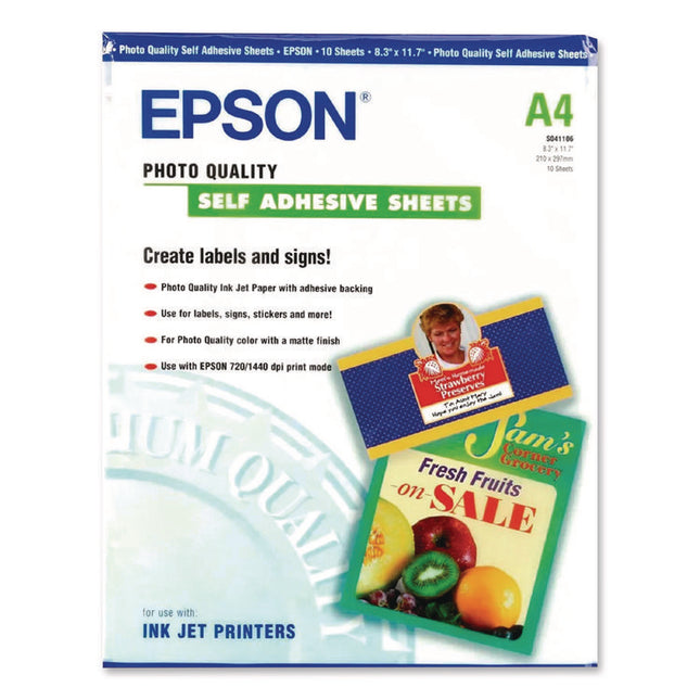 Photo-Quality Self Adhesive Paper, 8.38 X 11.75, Matte White, 10/pack