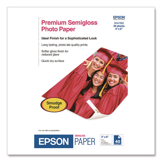 Premium Semigloss Photo Paper, 7 Mil, 4 X 6, Semi-Gloss White, 40/pack