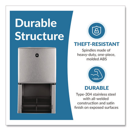 ConturaSeries Two-Roll Tissue Dispenser, 6.08 x 5.94 x 11, Stainless Steel