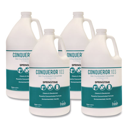 Conqueror 103 Odor Counteractant Concentrate, Springtime, 1 gal Bottle, 4/Carton