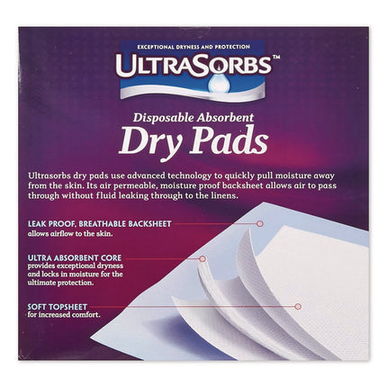 Ultrasorbs Disposable Dry Pads, 23" X 35", White, 7/box, 6/carton