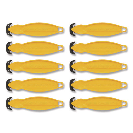 Safety Cutter, 5.75" Plastic Handle, Yellow, 10/Pack