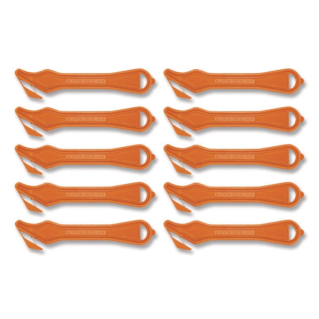 Excel Plus Safety Cutter, 7" Plastic Handle, Orange, 10/Box