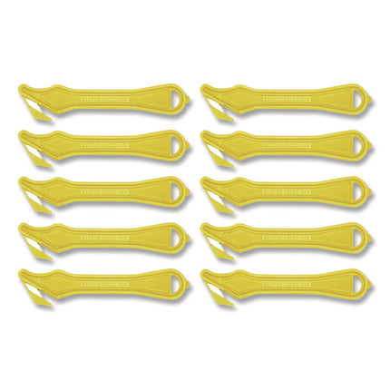 Excel Plus Safety Cutter, 7" Plastic Handle, Yellow, 10/Pack