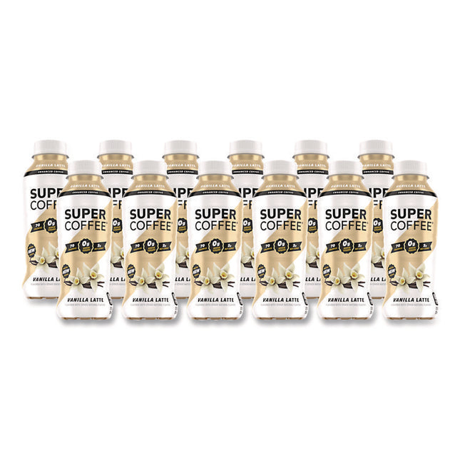 Super Coffee Ready-to-Drink Coffee, Vanilla Latte, 12 oz Bottle, 12/Carton