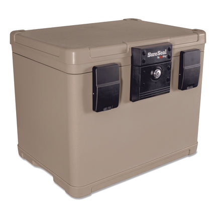 Fire And Waterproof Chest, 0.6 Cu Ft, 16w X 12.5d X 13h, Taupe