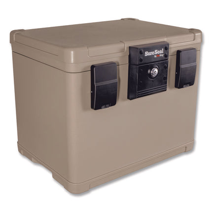 Fire And Waterproof Chest, 0.6 Cu Ft, 16w X 12.5d X 13h, Taupe