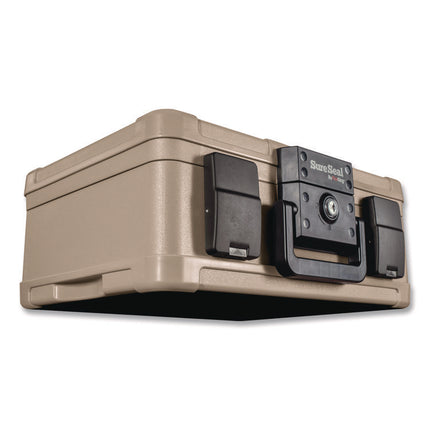 Fire And Waterproof Chest, 0.27 Cu Ft, 15.9w X 12.4d X 6.5h, Taupe