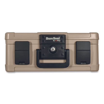 Fire And Waterproof Chest, 0.27 Cu Ft, 15.9w X 12.4d X 6.5h, Taupe