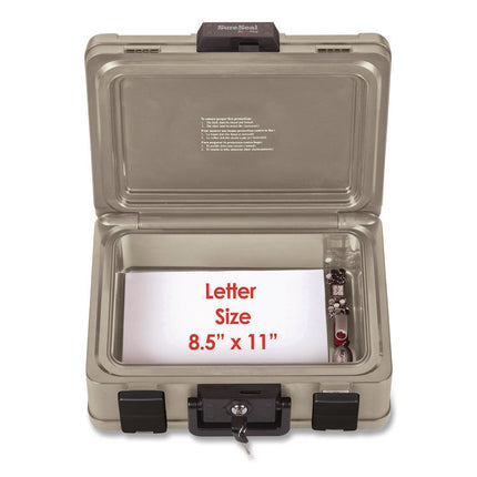 Fire And Waterproof Chest, 0.27 Cu Ft, 15.9w X 12.4d X 6.5h, Taupe