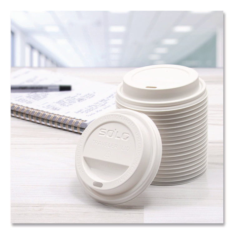 Traveler Cappuccino Style Dome Lid, Fits 10 oz to 24 oz Hot Cups, White, 95 Lids/Sleeve, 10 Sleeves/Carton
