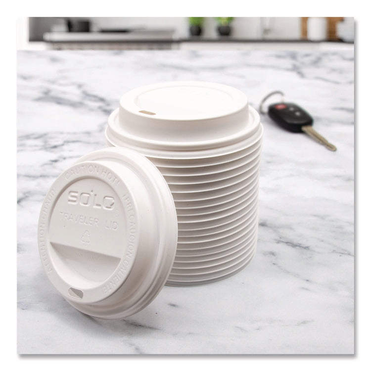 Traveler Cappuccino Style Dome Lid, Fits 10 oz to 24 oz Hot Cups, White, 95 Lids/Sleeve, 10 Sleeves/Carton