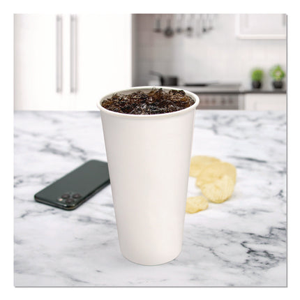 Double Sided Poly (DSP) Paper Cold Cups, 28 oz to 32 oz, White, 40 Cups/Sleeve, 12 Sleeves/Carton