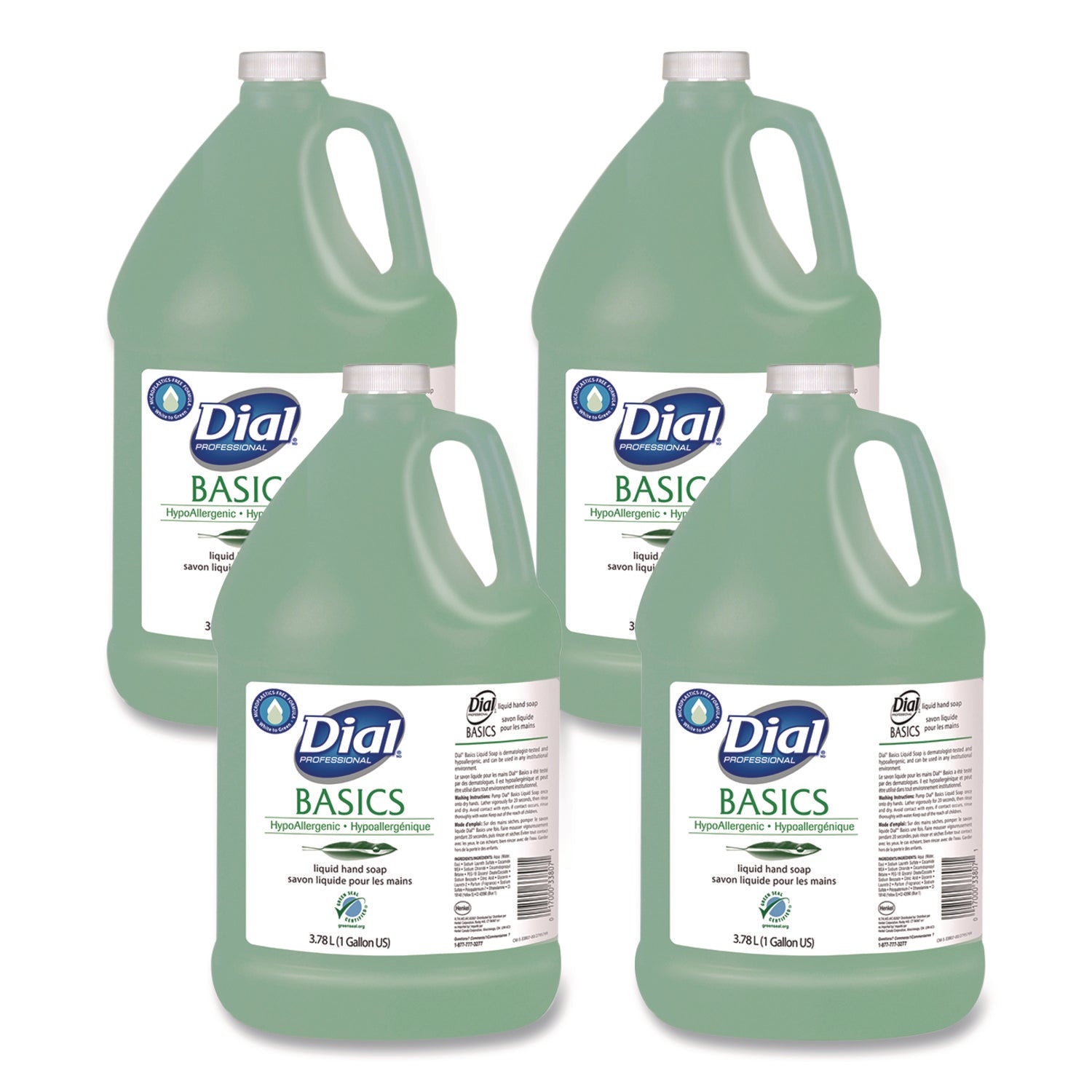 Basics MP Free Liquid Hand Soap Refill, Honeysuckle Scent, 3.78 L, 4/Carton
