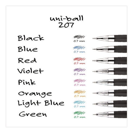 Signo 207 Gel Pen, Retractable, Medium 0.7 mm, Black Ink, Clear/Black Barrel, 8/Pack