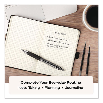 Signo 207 Gel Pen, Retractable, Medium 0.7 mm, Black Ink, Clear/Black Barrel, 8/Pack