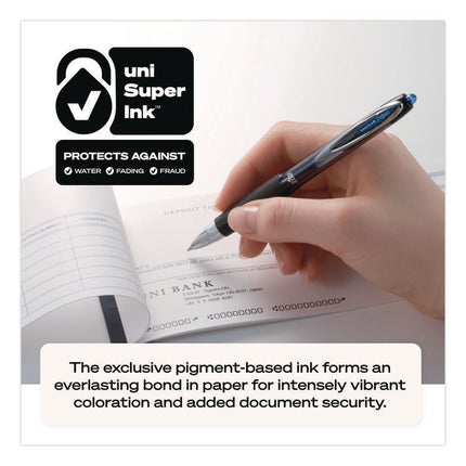 Signo 207 Gel Pen, Retractable, Medium 0.7 mm, Black Ink, Clear/Black Barrel, 8/Pack