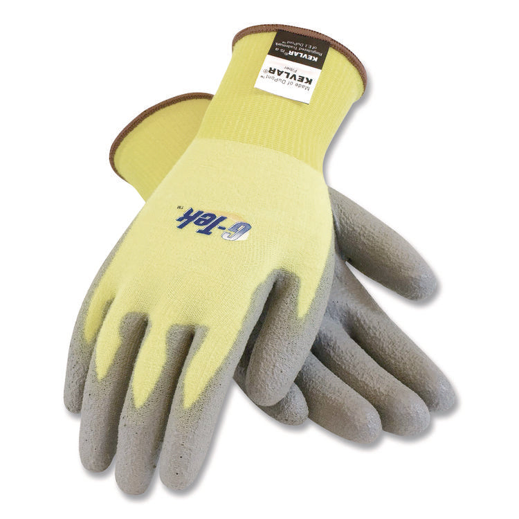 G-Tek Kev Cut-Resistant Seamless-Knit Gloves, Large (size 9), Yellow/gray, 12 Pairs