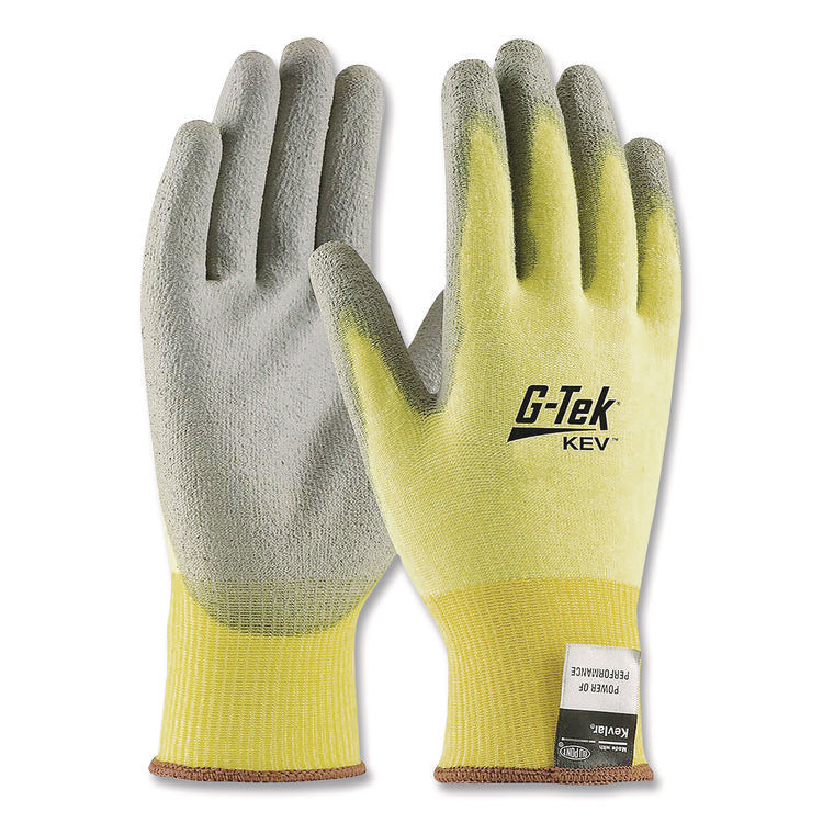 G-Tek Kev Cut-Resistant Seamless-Knit Gloves, X-Large (size 10), Yellow/gray, 12 Pairs