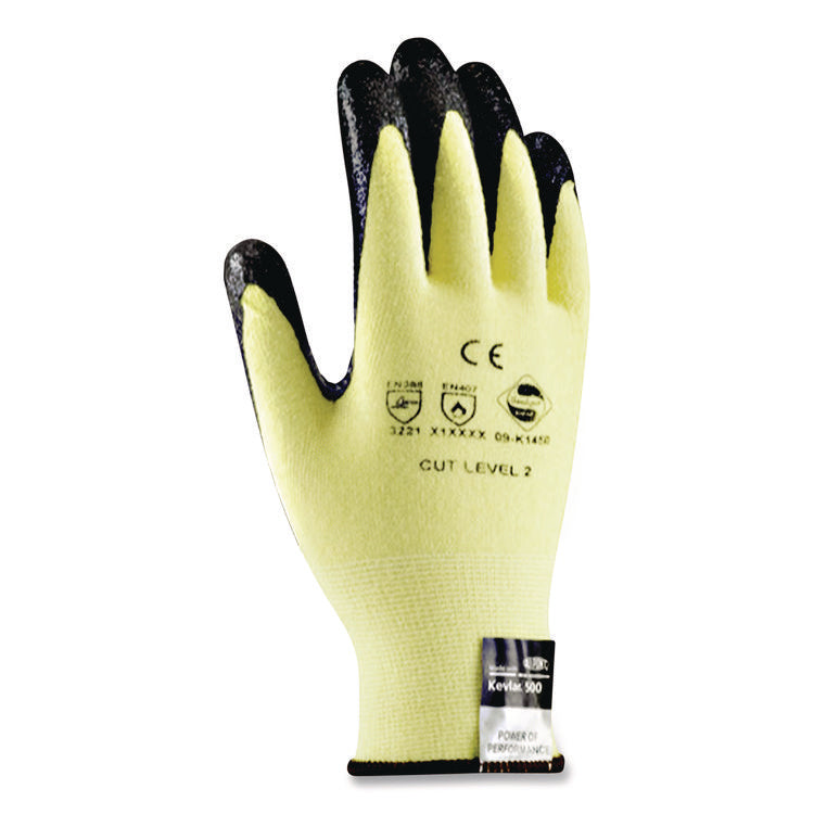 Kev Seamless Knit Kevlar Gloves, X-Large, Yellow/black, 12 Pairs