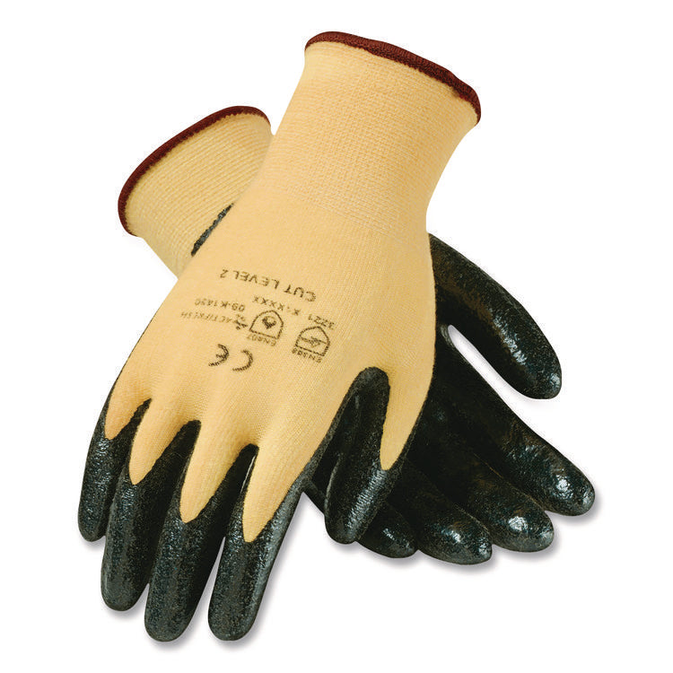 Kev Seamless Knit Kevlar Gloves, X-Large, Yellow/black, 12 Pairs