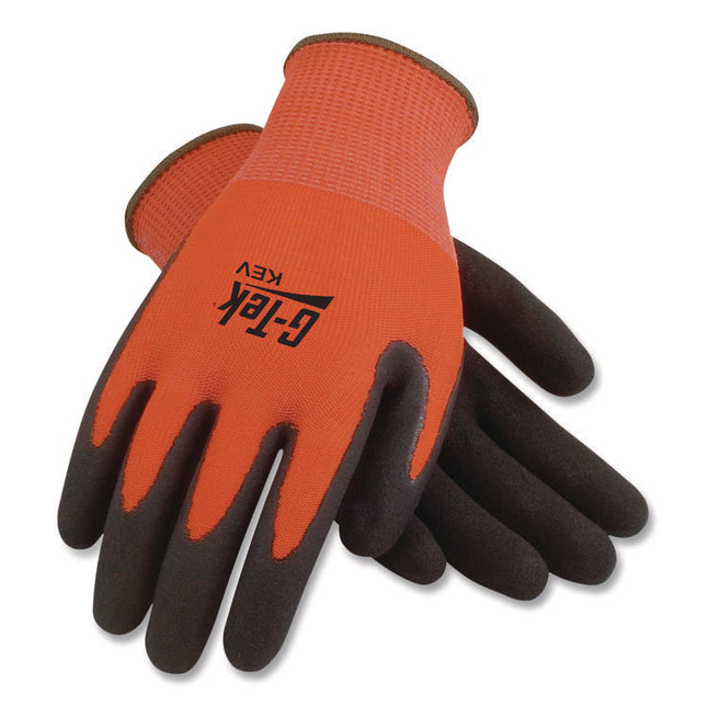 Kev Hi-Vis Seamless Knit Kevlar Gloves, Large, Red/black