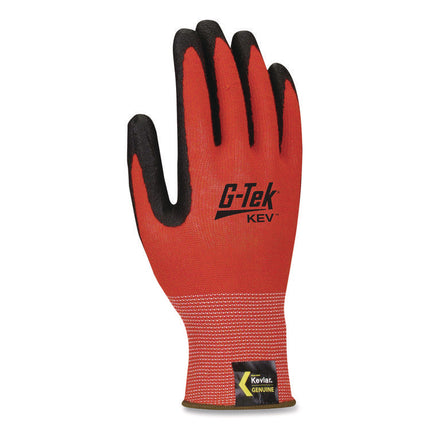 Kev Hi-Vis Seamless Knit Kevlar Gloves, Medium, Red/black