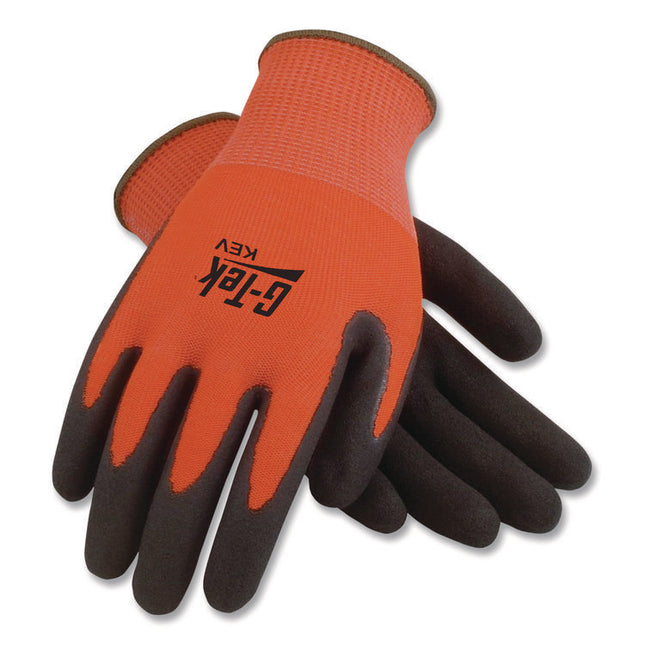 Kev Hi-Vis Seamless Knit Kevlar Gloves, 2x-Large, Red/black
