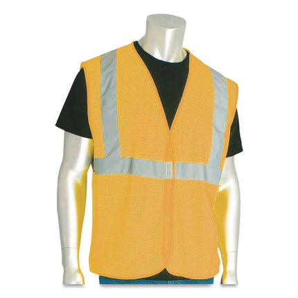 ANSI Class 2 Hook and Loop Safety Vest, Large, Hi-Viz Orange