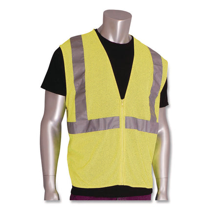 ANSI Class 2 Two-Pocket Zipper Mesh Safety Vest, 2X-Large, Hi-Viz Lime Yellow