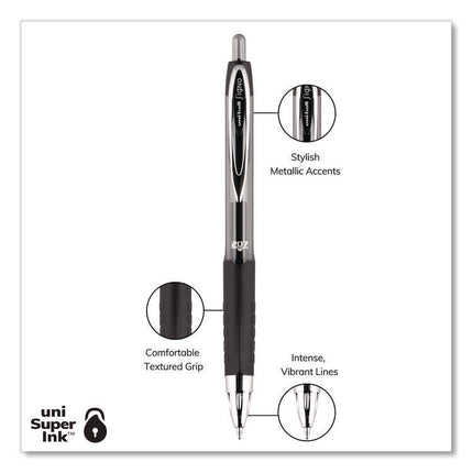 Signo 207 Gel Pen, Retractable, Medium 0.7 mm, Black Ink, Smoke/Black Barrel, 4/Pack