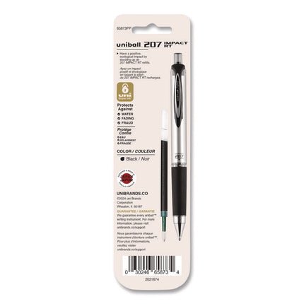 207 Impact RT Gel Retractable Pen Refills, Bold 1 mm Conical Tip, Black Ink, 2/Pack
