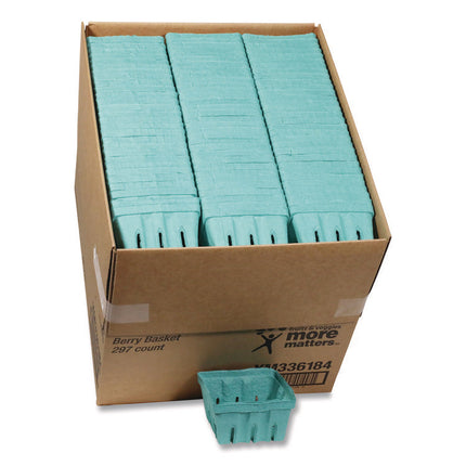 Berigard Molded Fiber Berry Basket, Quart, 5.5 x 5.5 x 3.25, Green, 297/Carton