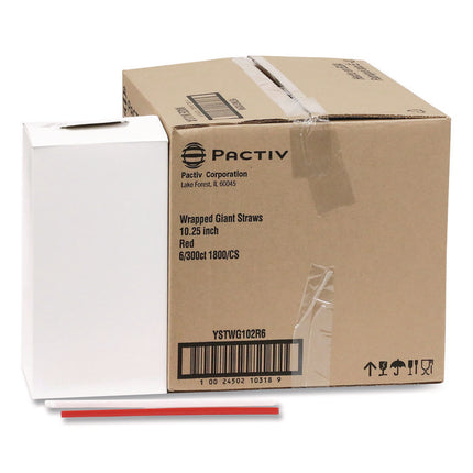 Giant Paper-Wrapped Straw, 10.25, Red, 1,800/Carton