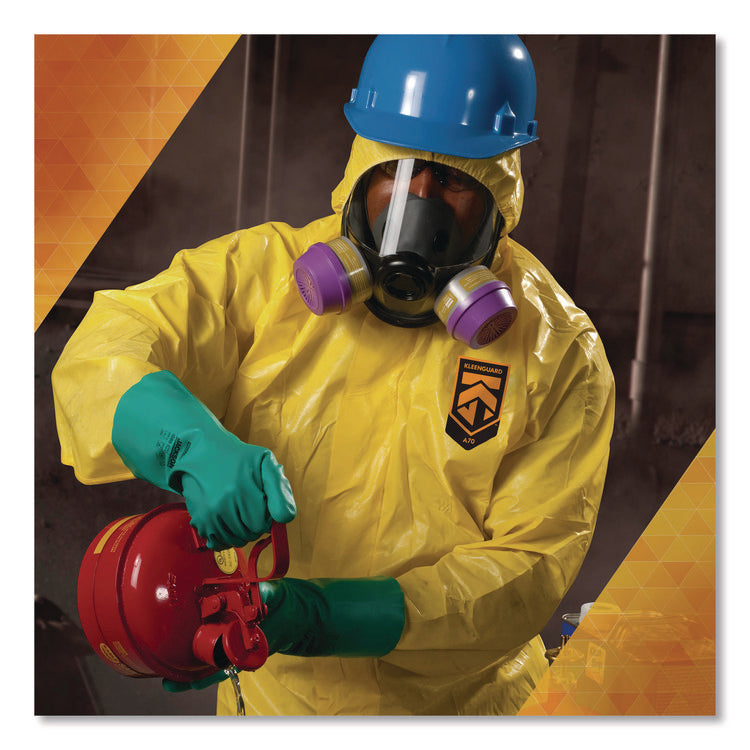 A70 Chemical Spray Protection Coveralls, Elastic Wrists, Ankles, Hood, XL, Yellow, 12/Carton