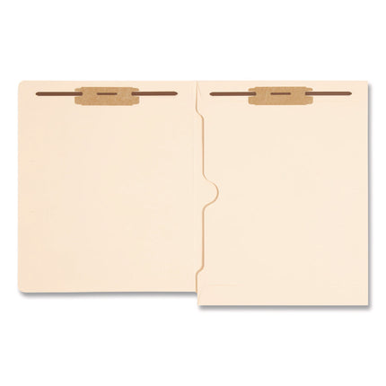 Heavyweight End Tab Fastener Folders, Interior Back-Cover Pocket, 0.75" Expansion, 2 Fasteners, Letter Size, Manila, 50/Box