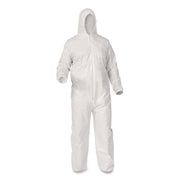KGA35 Liquid and Particle Protection Coveralls, Elastic Wrists, Ankles and Hood, 4X-Large, White, 25/Carton