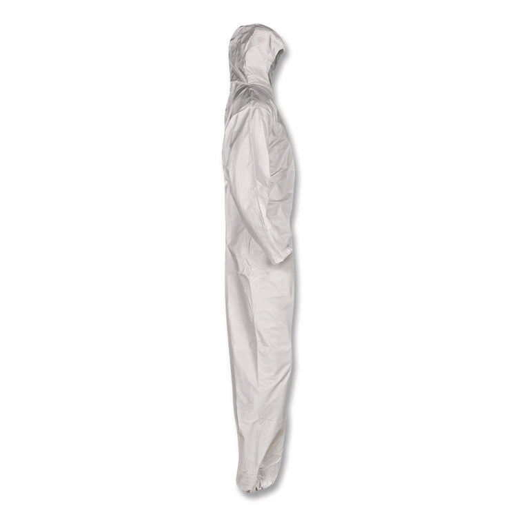 KGA35 Liquid and Particle Protection Coveralls, Elastic Wrists, Ankles and Hood, 4X-Large, White, 25/Carton