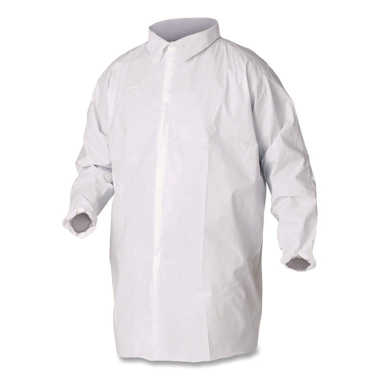 A40 Lab Coats, Elastic Wrists, No Pocket, Medium, White, 30/Carton