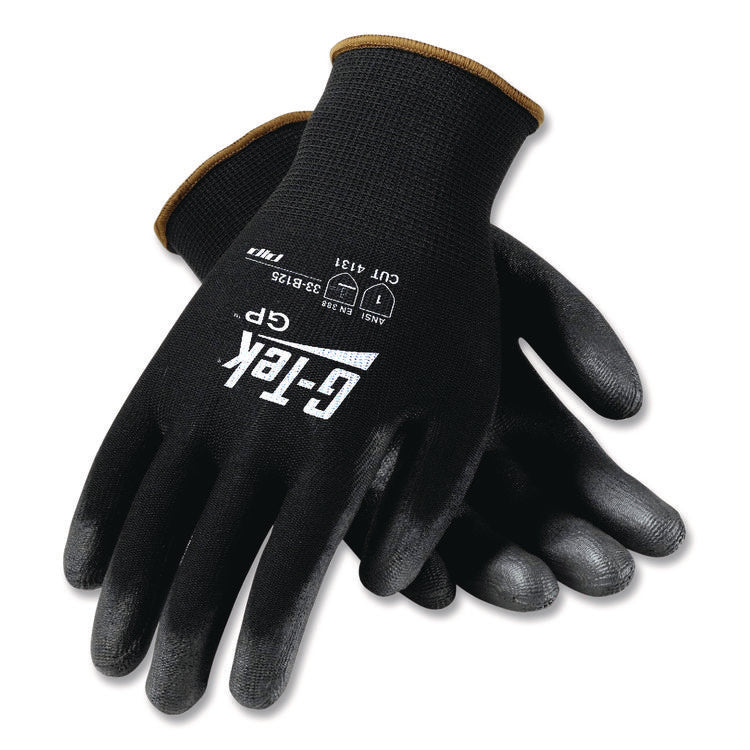 Gp Polyurethane-Coated Nylon Gloves, Large, Black, 12 Pairs