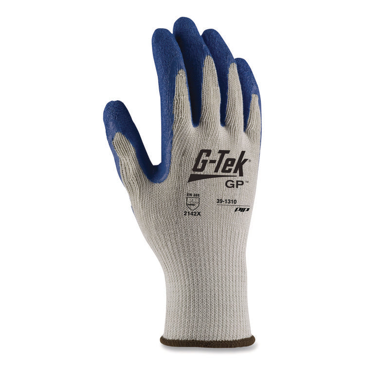 Gp Latex-Coated Cotton/polyester Gloves, Large, Gray/blue, 12 Pairs