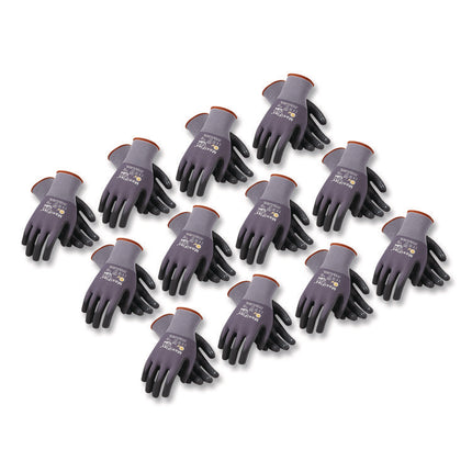 Ultimate Seamless Knit Nylon Gloves, Nitrile Coated Microfoam Grip On Palm, Fingers And Knuckles, X-Large, Gray, 12 Pairs