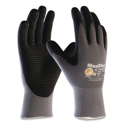 Ultimate Seamless Knit Nylon Gloves, Nitrile Coated Microfoam Grip On Palm, Fingers And Knuckles, Large, Gray, 12 Pairs