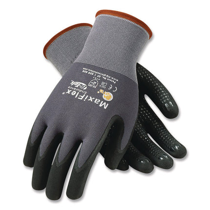 Ultimate Seamless Knit Nylon Gloves, Nitrile Coated Microfoam Grip On Palm And Fingers, X-Large, Gray, 12 Pairs