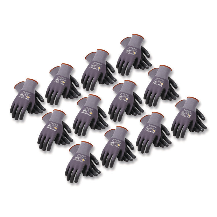 Ultimate Seamless Knit Nylon Gloves, Nitrile Coated Microfoam Grip On Palm And Fingers, Small, Gray, 12 Pairs