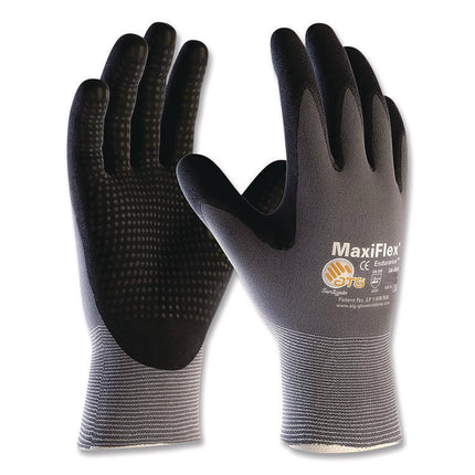 Ultimate Seamless Knit Nylon Gloves, Nitrile Coated Microfoam Grip On Palm And Fingers, Large, Gray, 12 Pairs