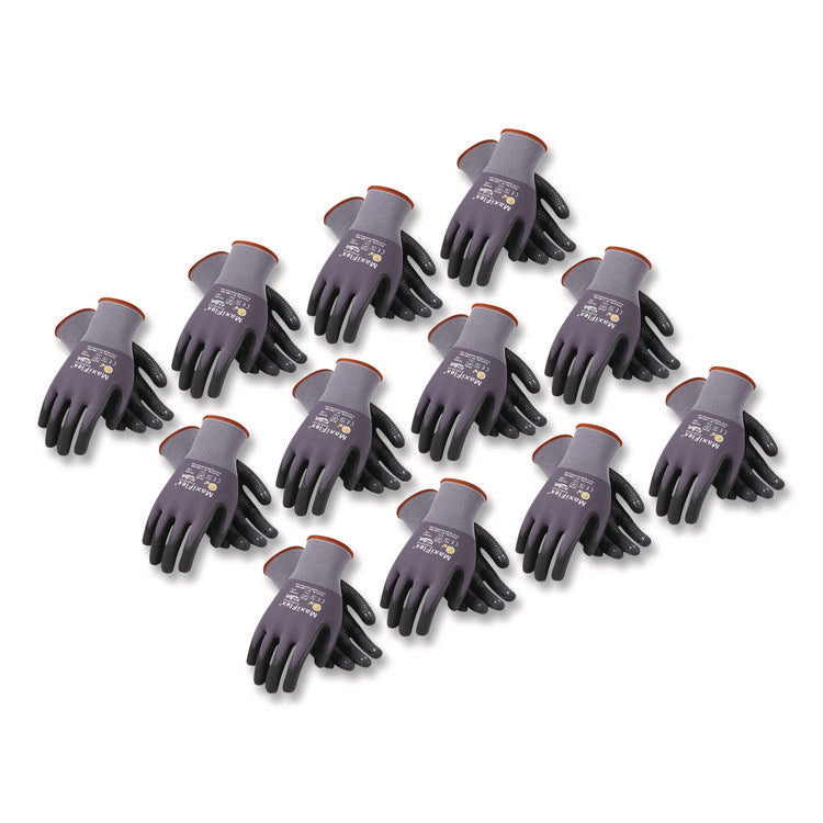 Endurance Seamless Knit Nylon Gloves, Large (size 9), Gray/black, 12 Pairs